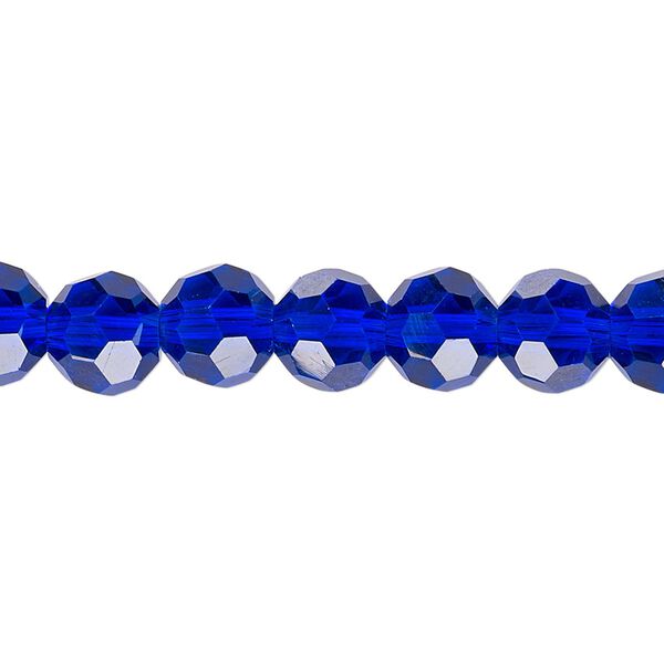 Bead 1pk 32 facets translucent cobalt blue, Celestial Crystal® 8mm round 15.5-16 inch image number 0