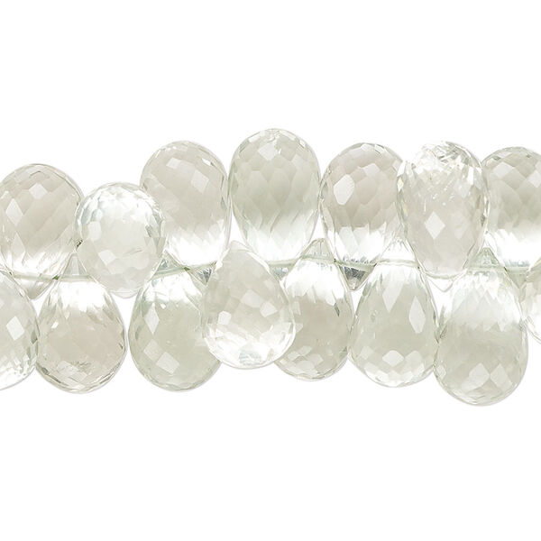 Green quartz 1pkg1, hand-cut top-drilled faceted teardrop bead 7 inch 10x7mm-13x8mm image number 0