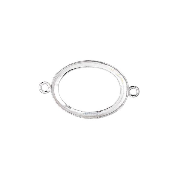 Link, fine silver, 19x14mm open-back oval with 18x13mm oval bezel cup setting. Sold individually. image number 0