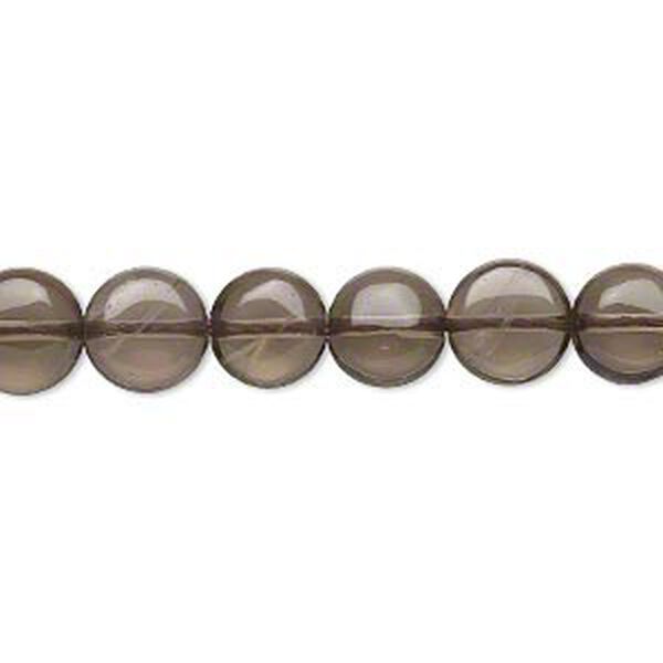 Smoky quartz 1pkg1, flat round bead B grade, 15.5-16 inch 8mm image number 0