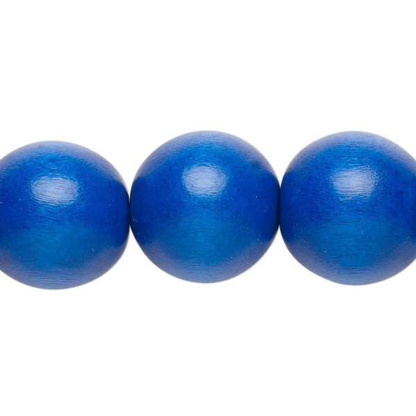Bead, Taiwanese cheesewood (dyed / waxed), dark blue, 15-16mm round. Sold per 15-1/2" to 16" strand. image number 0
