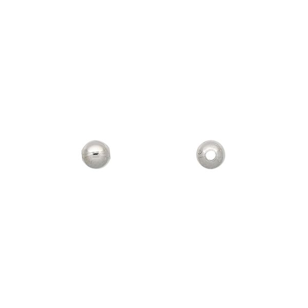 Bead, imitation nickel-plated brass, 4mm round. Sold per pkg of 1,000. image number 0