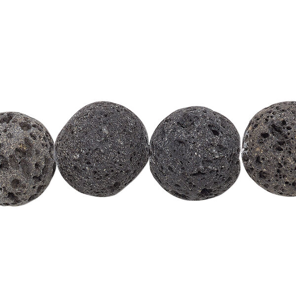 Lava rock 1pkg4, hand-cut round bead natural 14mm image number 0