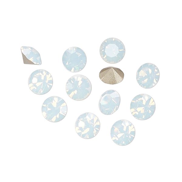 Chaton 12pk white opal foil back, Preciosa MAXIMA Czech crystal rhinestone 6.14-6.32mm 15-cut faceted round SS29 image number 0