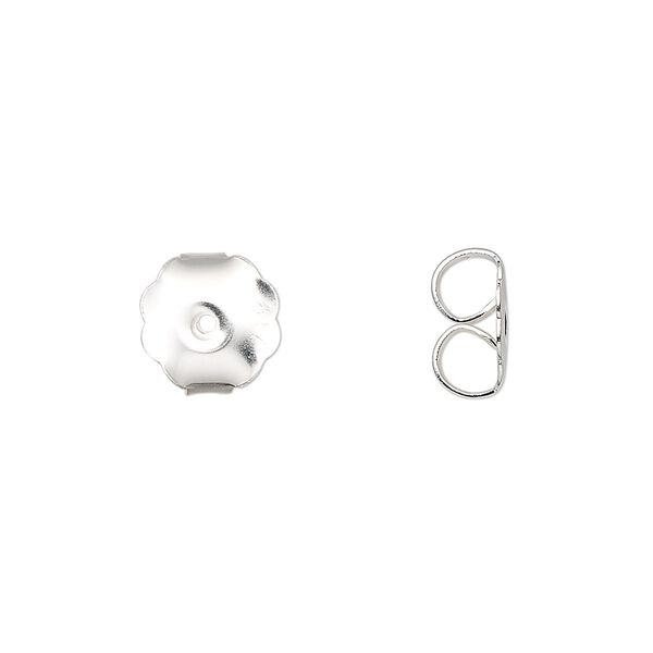 Earnut 1pkg12 sterling silver, 9mm daisy round / monster, 6 pair image number 0