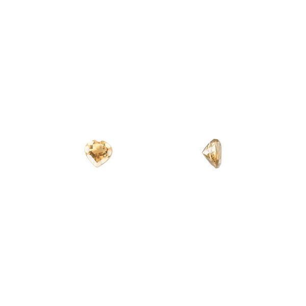 Citrine 1pkg2, hand-cut faceted heart gem 4mm image number 0