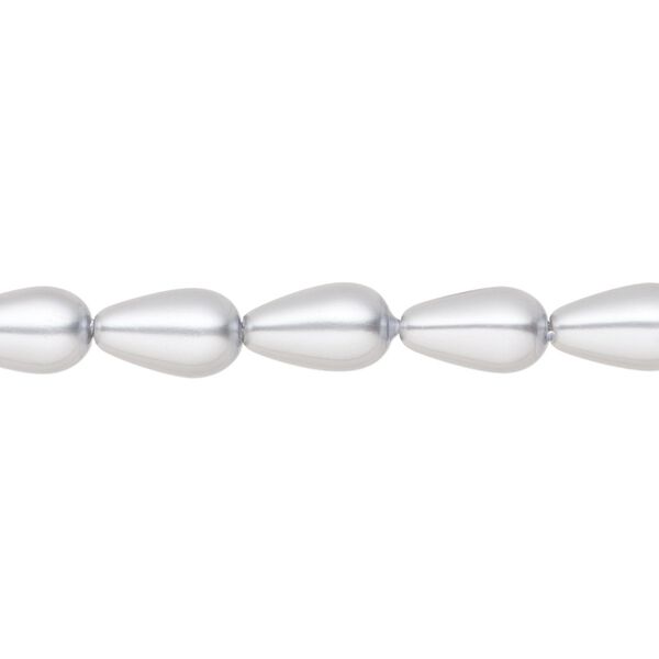 Pearl 150pk light grey, Preciosa Czech crystal 10x6mm pear image number 0