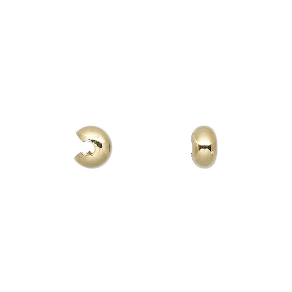 Crimp cover, gold-plated brass, 5mm round. Sold per pkg of 500. image number 0