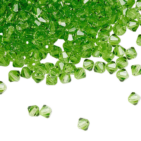 Bead 144pk peridot, Preciosa Czech crystal 4mm bicone image number 0