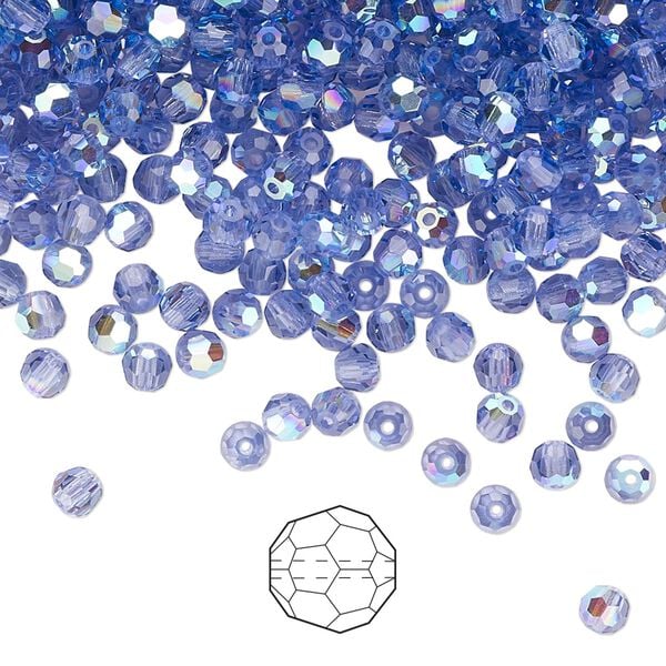 Bead 720pk tanzanite AB, Preciosa Czech crystal 3mm round image number 0