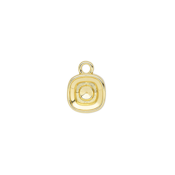 "Pewter" (zinc-based alloy) 1pkg2, square / faceted cushion setting gold-finished 10mm / 8mm Almost Instant Jewelry® image number 0