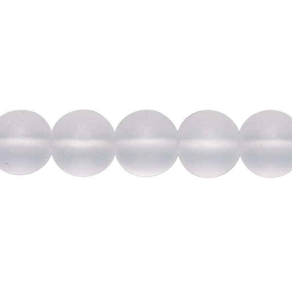 Bead, Preciosa, Czech glass druk, transparent matte clear, 10mm round. Sold per 15-1/2" to 16" strand. image number 0