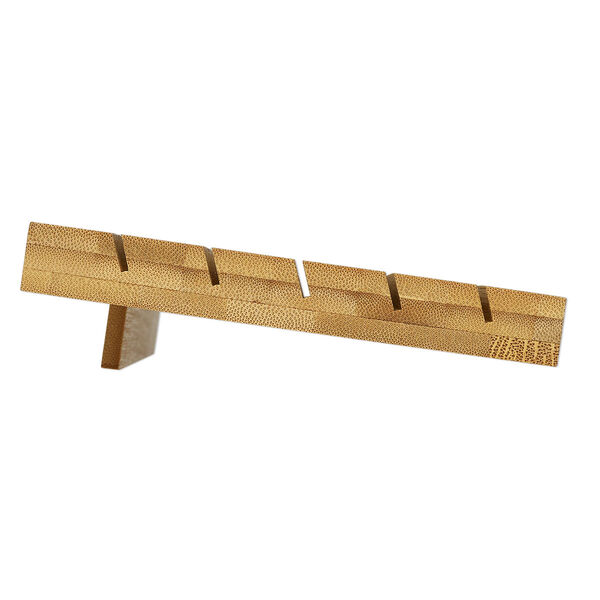 Display, earring card, lacquered bamboo, brown, 15x5.5 inch inclined. Sold individually. image number 3