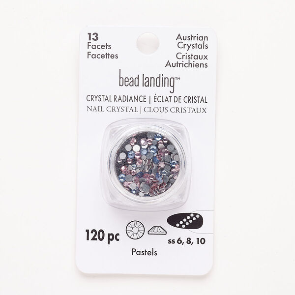 Flat back mix, hotfix rhinestone, pkg/120, 1.90-2.90mm round, SS6 / SS8 / SS10, pastels, foil back. image number 0