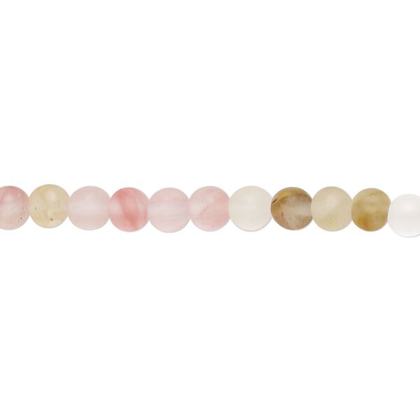 Bead, watermelon "quartz" glass, matte multicolored, 4mm round. Sold per 15-1/2 to 16-inch strand. image number 0