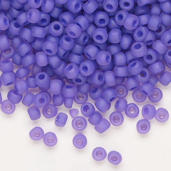 Seed bead, Dyna-Mites™, glass, translucent matte inside color dark lilac, #6 round. Sold per 1/2 kilogram pkg. image number 0