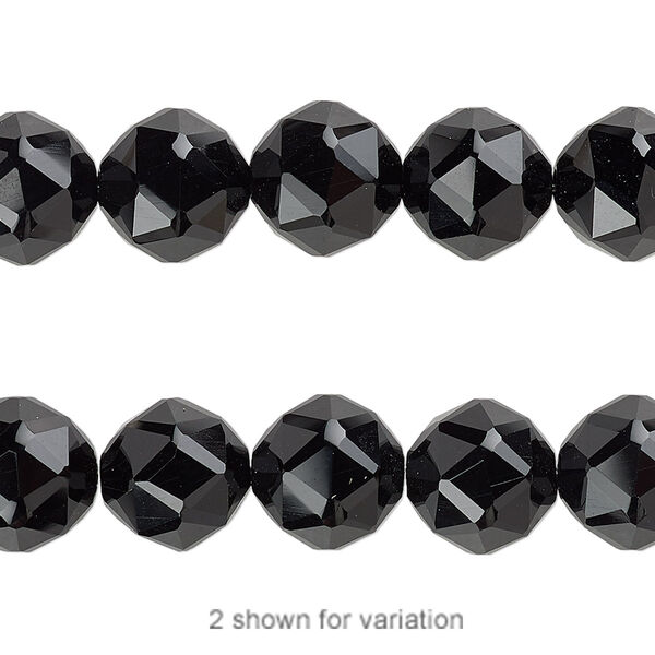 Black onyx 1pkg1, rose-cut round bead 8 inch 10mm image number 0
