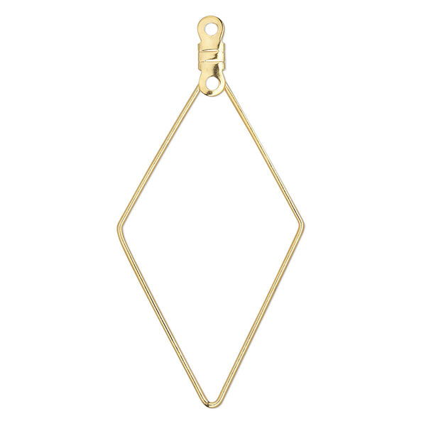 Beading hoop, gold-plated steel, 44x23mm open diamond with closed loop. Sold per pkg of 10. image number 0