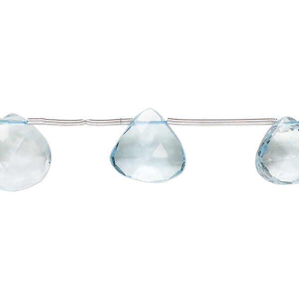 Sky blue topaz 1pkg1, hand-cut top-drilled faceted puffed teardrop bead 8 inch 8x8mm-12x12mm image number 0
