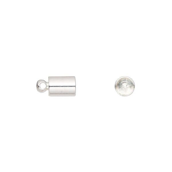 Cord end, glue-in, silver-finish brass, 7x5mm, approximately 4.4mm inside diameter. Sold per pkg of 10. image number 0