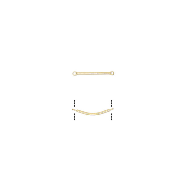 Link, gold-plated brass, 20x3mm curved bar. Sold per pkg of 20. image number 0