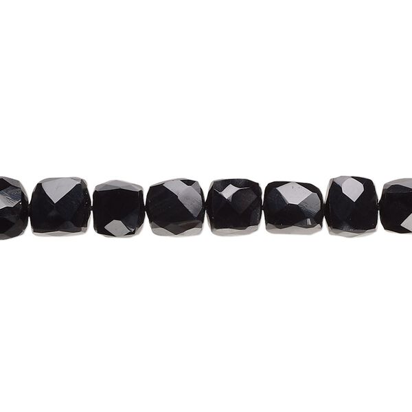 Black onyx 1pkg1, hand-cut faceted cube bead 10 inch 5x5mm-7x6mm image number 0