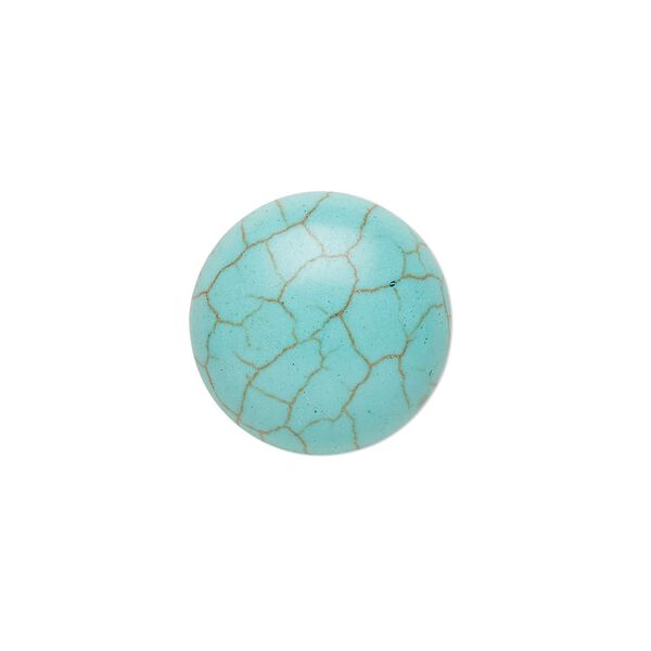 Cabochon, "turquoise" (resin) (imitation), 18mm calibrated round with matrix. Sold per pkg of 2. image number 0