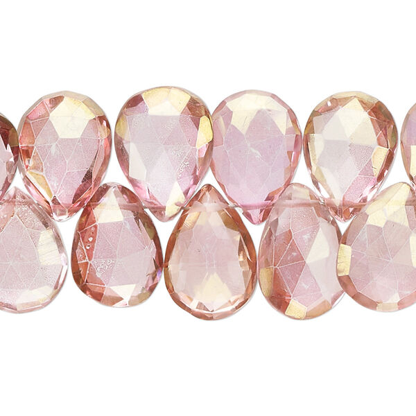 Quartz crystal 1pkg1, hand-cut top-drilled faceted puffed teardrop bead 7 inch 11x8mm-17x12mm image number 0