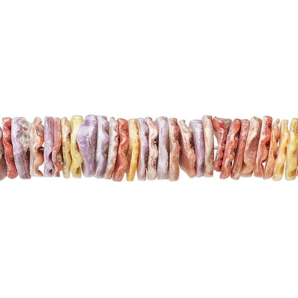 Bead, sea scallop shell (natural), pkg/16 inches, 10mm center-drilled heishi. image number 0