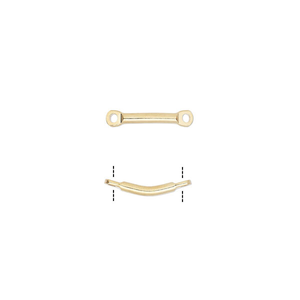 Link, gold-plated brass, 25.5x5mm curved bar. Sold per pkg of 10. image number 0