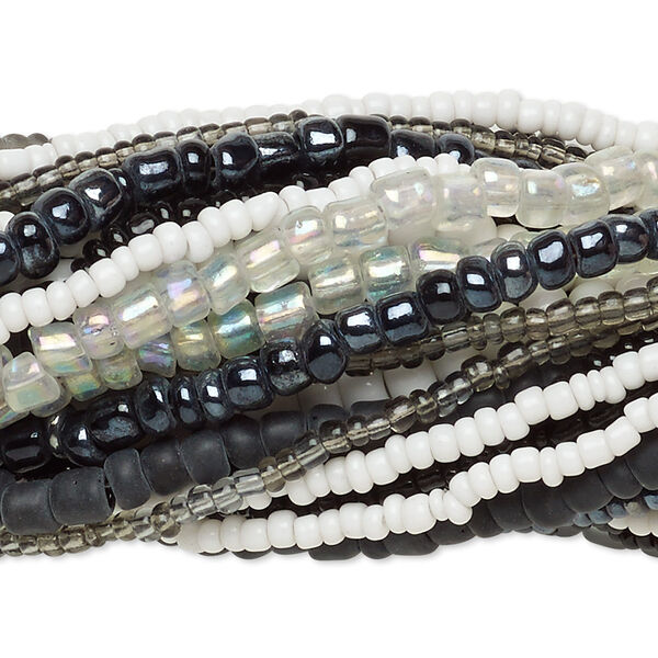 Seed bead mix, glass, pkg/(20)14inch, #6 round, mixed mixed colors. image number 0