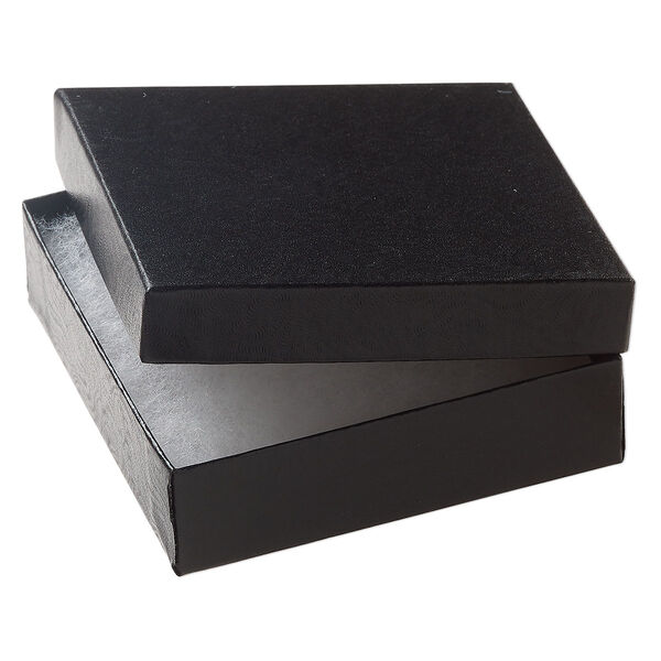Paper / "cotton" (polyester) 1pkg6, square box / swirl design black 3.5x3.5x1 inch image number 0