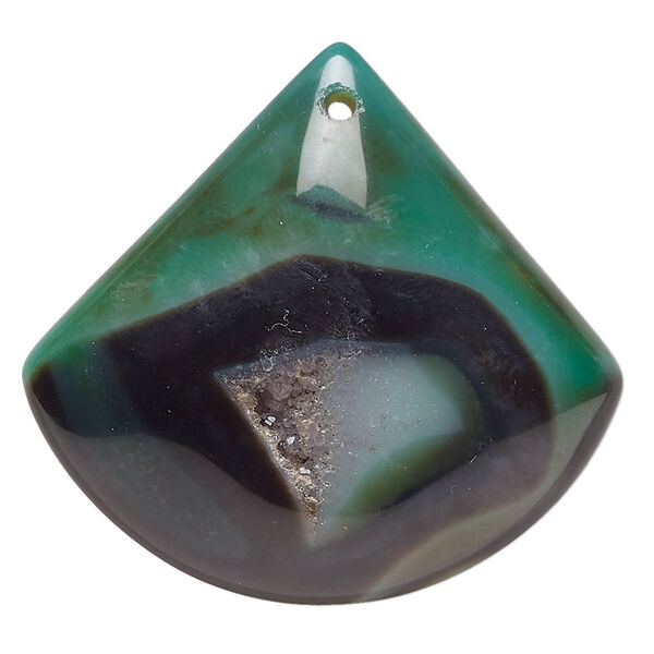 Druzy green agate 1pkg1, puffed teardrop focal 35x30mm-42x40mm image number 0
