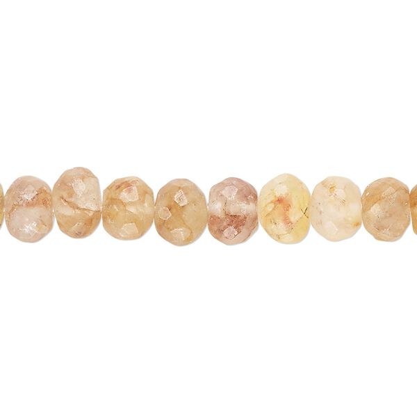 Yellow iron quartz 1pkg1, hand-cut faceted rondelle bead natural 14 inch 6x5mm-7x6mm image number 0