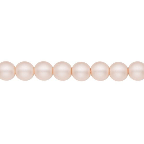 Bead, Czech pearl-coated glass druk, opaque matte soft pink, 6mm round. Sold per 15-1/2" to 16" strand. image number 0