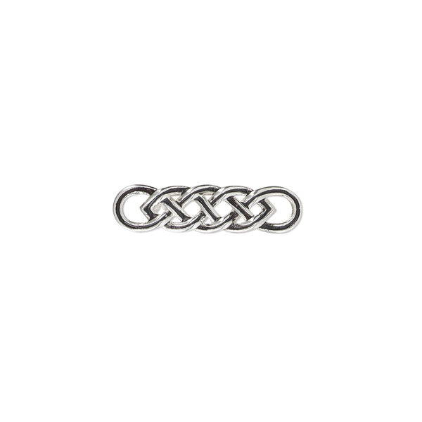 Link, sterling silver and enamel, black, 20x5mm single-sided Celtic knot. Sold individually. image number 0