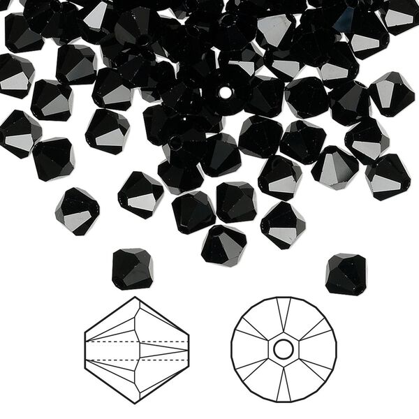 Bead 720pk jet, Swarovski® 5mm XILION bicone 5328 image number 0
