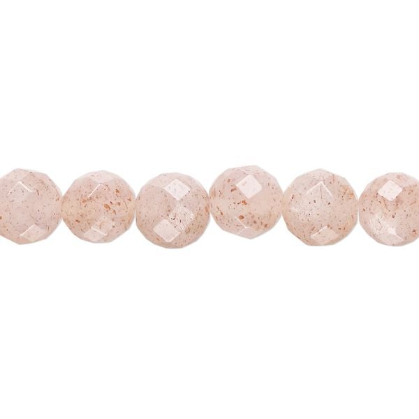 Pink flake moonstone 1pkg1, faceted round bead natural 8 inch 8mm image number 0