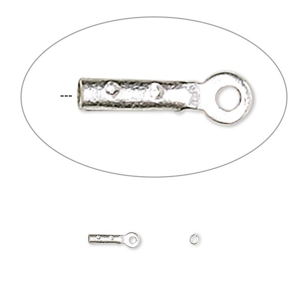 Cord end, crimp, silver-plated brass, 4x1mm tube. Sold per pkg of 500. image number 0