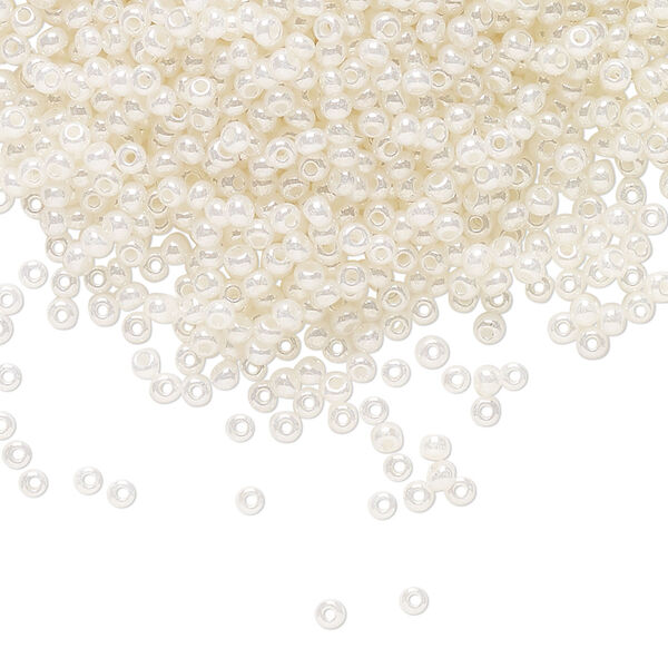 Seed bead, Preciosa Ornela Czech glass, pkg/500g, #11 rocaille, opaque pearl luster white, (47102). image number 0