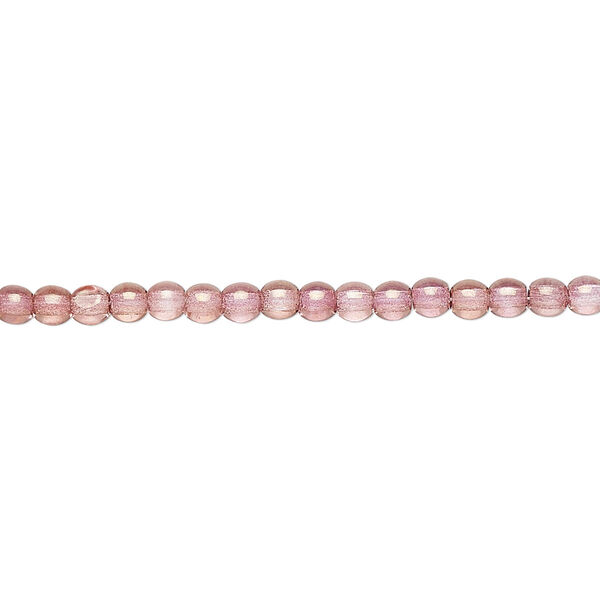 Bead, Czech glass druk, translucent pink luster, 3mm round. Sold per 15-1/2" to 16" strand. image number 0