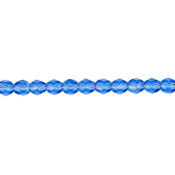 Bead, Czech fire-polished glass, light cobalt, 4mm faceted round. Sold per 15-1/2" to 16" strand, approximately 100 beads. image number 0