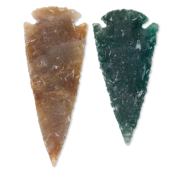 Fancy jasper 1pkg2, hand-knapped arrowhead gift natural B- grade, 2.5x1 to 3.5x1.25 inch image number 0
