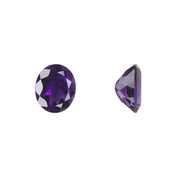Amethyst 1pkg1, hand-cut faceted oval gem natural A grade, 12x10mm image number 0