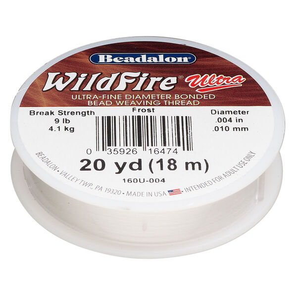 Thread, WildFire™ Ultra, polyester, frost, size 0.1 weaving thickness. Sold per 20-yard spool. image number 0