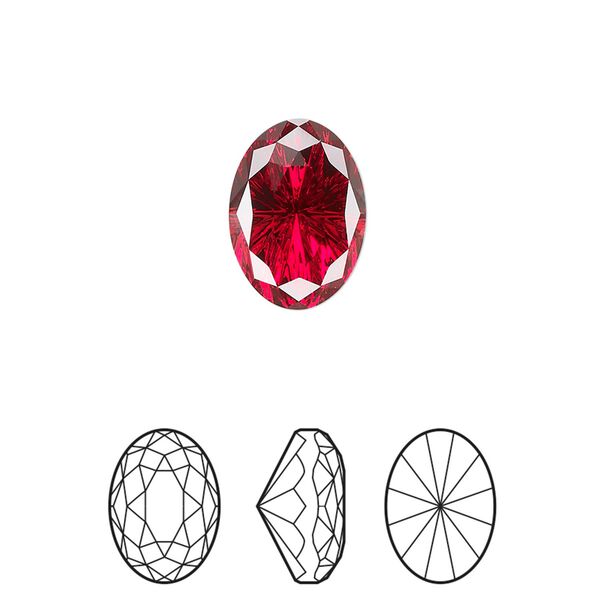 Fancy stone 1pk scarlet foil back, Crystal Passions® 14x10mm magical oval 4160 image number 0