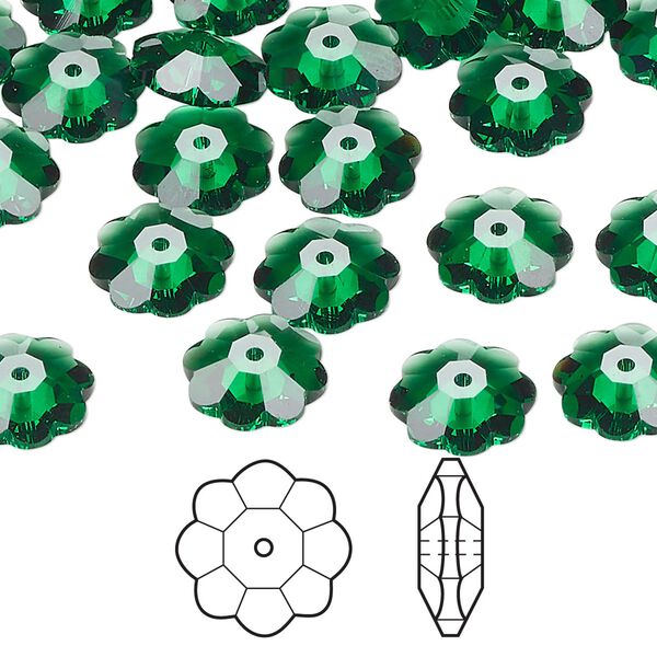 Margarita flower 12pk majestic green, Crystal Passions® 10mm 3700 image number 0