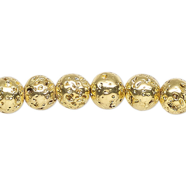 Lava rock 1pkg1, gold-finished round bead 15.5-16 inch 8mm image number 0