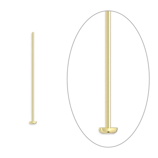 Head pin, 14Kt gold-filled, 1 inch with cup, 24 gauge. Sold per pkg of 10. image number 0
