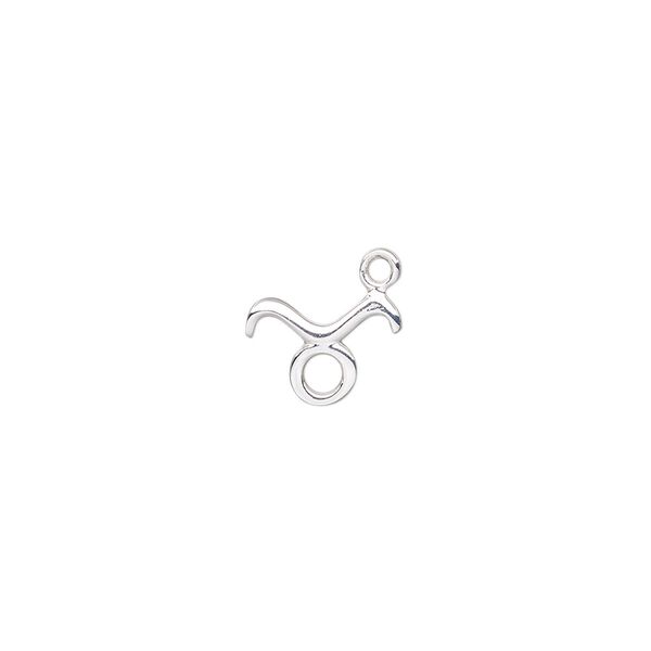 Charm, sterling silver, 9x8.5mm single-sided Taurus zodiac symbol. Sold individually. image number 0